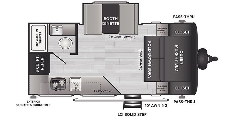 2021 KEYSTONE HIDEOUT 174RKS Floorplan