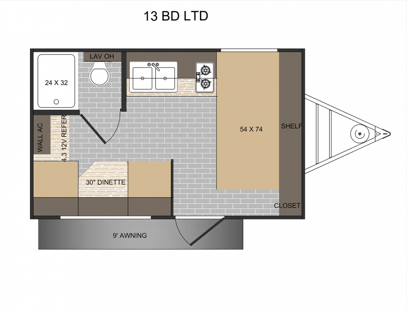 2027 SUNSET PARK RV SUN LITE 13BD Floorplan