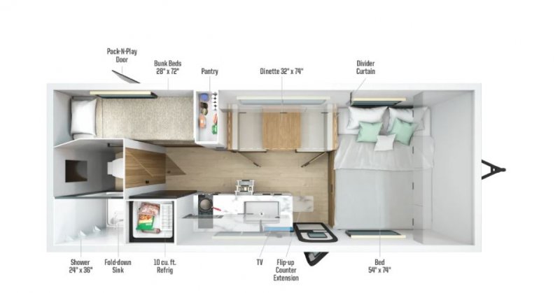 2026 WINNEBAGO MICRO MINNIE 1800BH Floorplan
