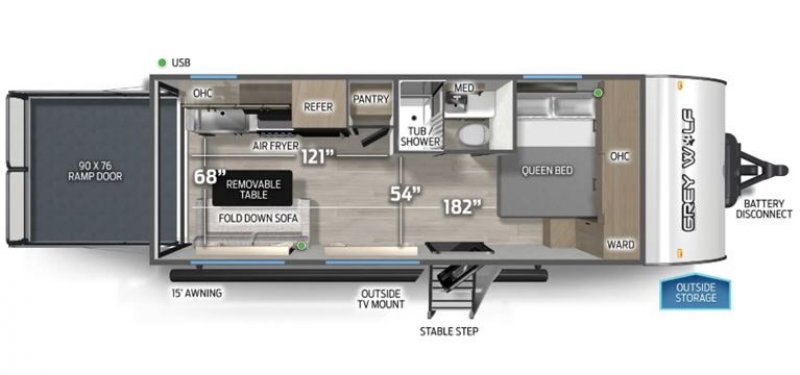2027 FOREST RIVER GREY WOLF 18RR Floorplan