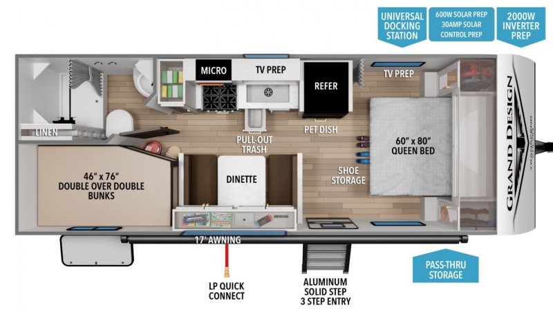 2026 GRAND DESIGN TRANSCEND 19BHX Floorplan