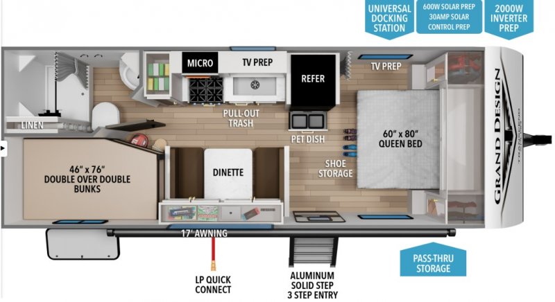 2026 GRAND DESIGN TRANSCEND 19BHX Floorplan