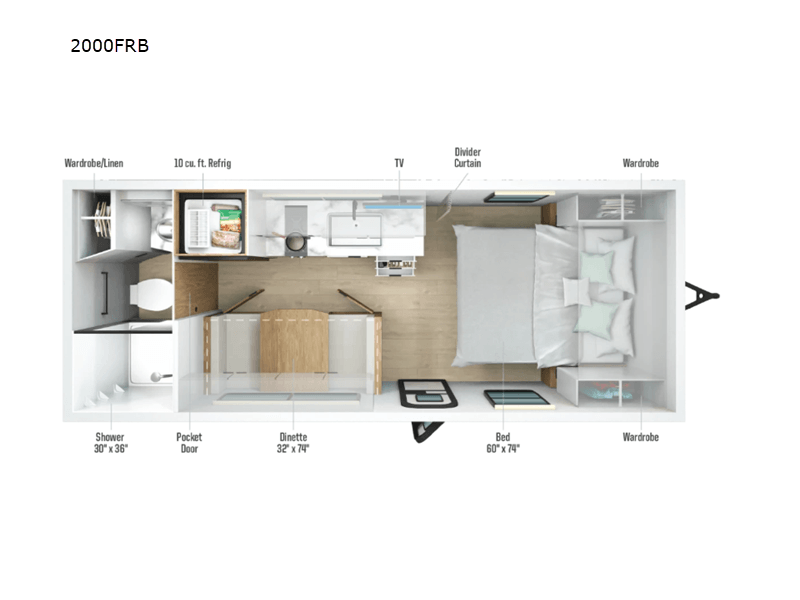 2027 WINNEBAGO MICRO MINNIE 2000FRB Floorplan