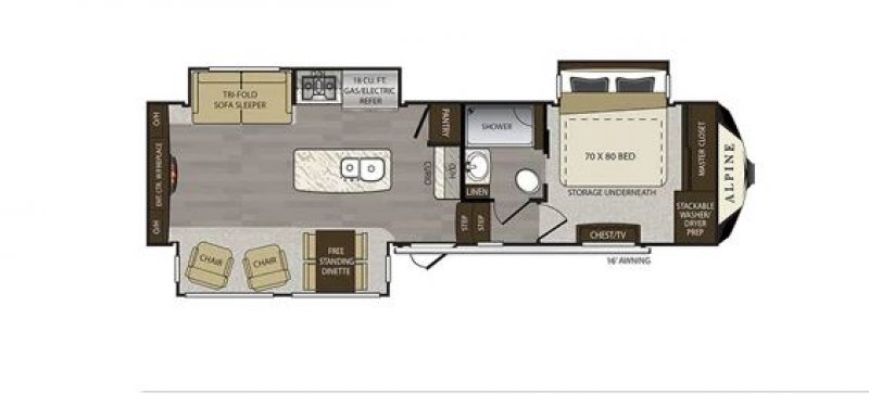 2019 KEYSTONE RV ALPINE 3020RE Floorplan
