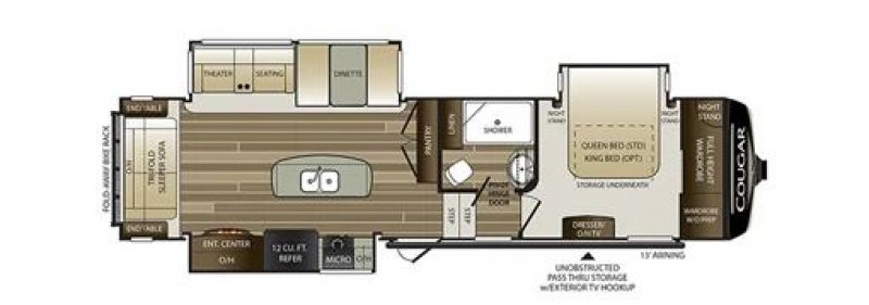 2019 KEYSTONE RV COUGAR 310RLS Floorplan