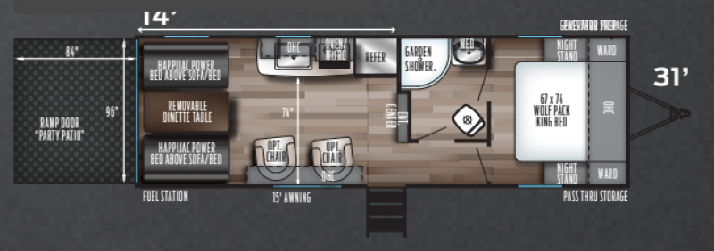 2020 FOREST RIVER WOLF PACK 24 PACK 14½ Floorplan