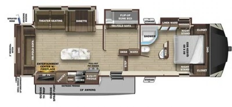 2020 HIGHLAND RIDGE RV OPEN RANGE 335MBH Floorplan