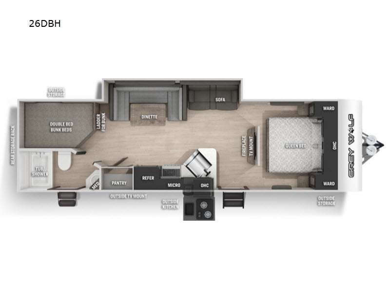 2021 FOREST RIVER GREY WOLF 26DBH-BL Floorplan