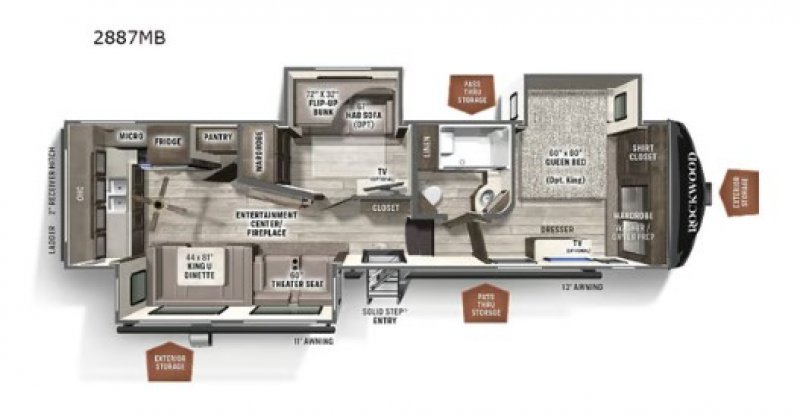 2021 FOREST RIVER ROCKWOOD 2887MB Floorplan