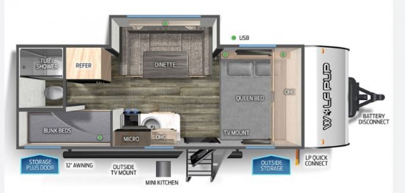 2021 FOREST RIVER WOLF PUP 17JGBL Floorplan