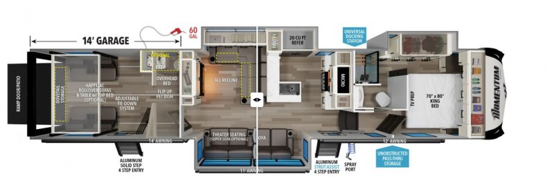 2021 GRAND DESIGN MOMENTUM M-CLASS 395MS Floorplan