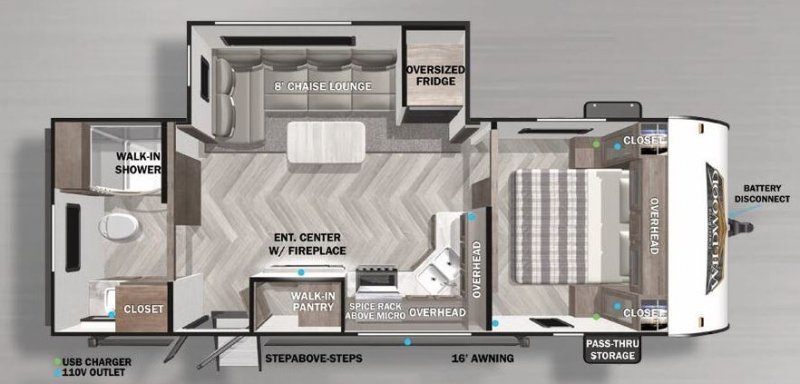 2022 FOREST RIVER WILDWOOD 22RBS Floorplan
