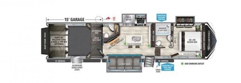 2022 GRAND DESIGN MOMENTUM M-CLASS 381M Floorplan