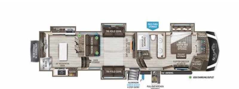 2022 GRAND DESIGN SOLITUDE 390RK Floorplan