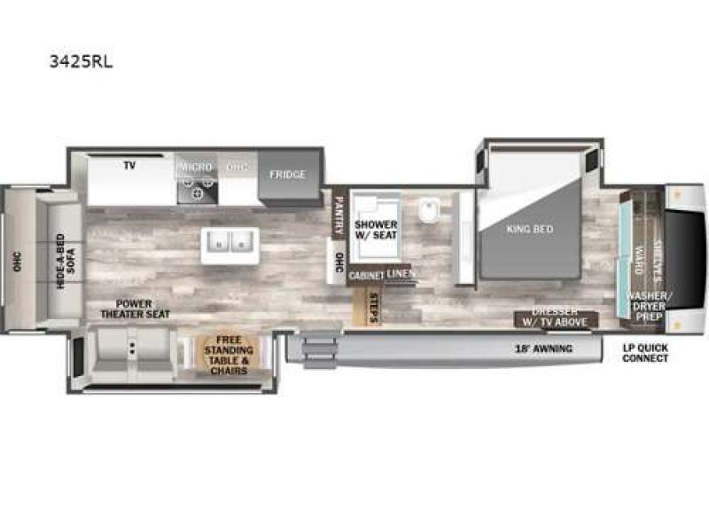 2023 FOREST RIVER CEDAR CREEK EXPERIENCE 3425RLS Floorplan