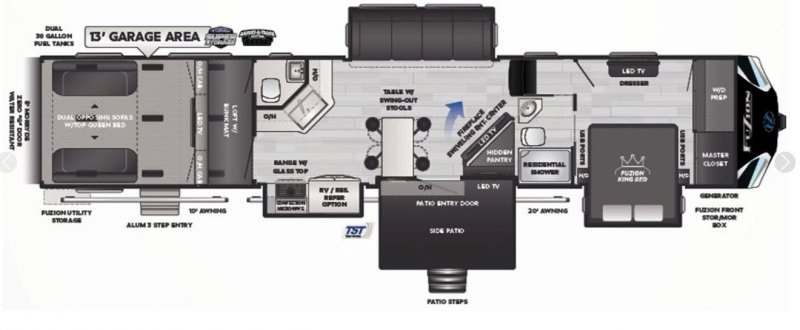 2023 KEYSTONE RV FUZION 424 Floorplan