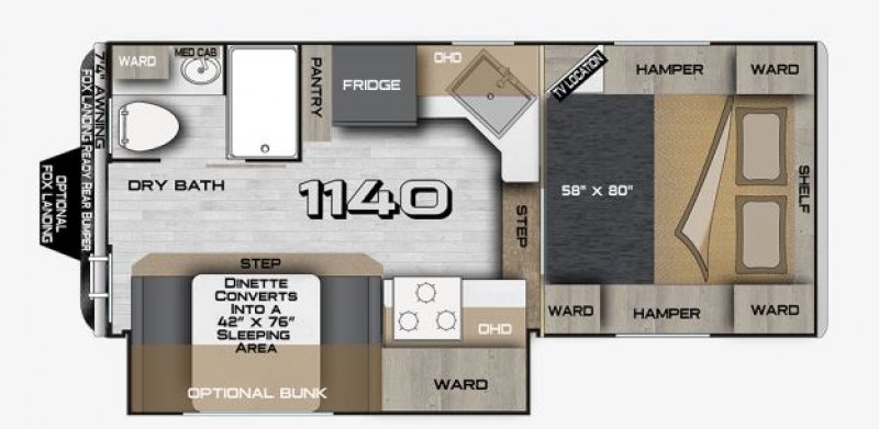 2024 NORTHWOOD MANUFACTURING ARCTIC FOX 1140 Floorplan