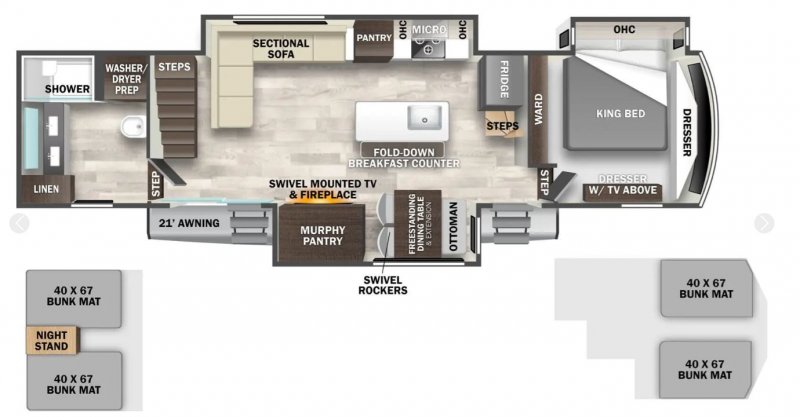 2025 FOREST RIVER CEDAR CK COTTAGE 40CBK Floorplan