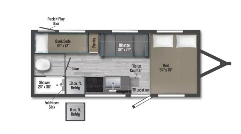 2025 WINNEBAGO MICRO MINNIE 1800BH Floorplan