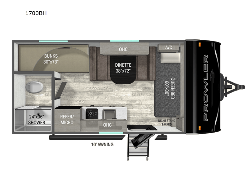 2026 HEARTLAND PROWLER 1700BH Floorplan