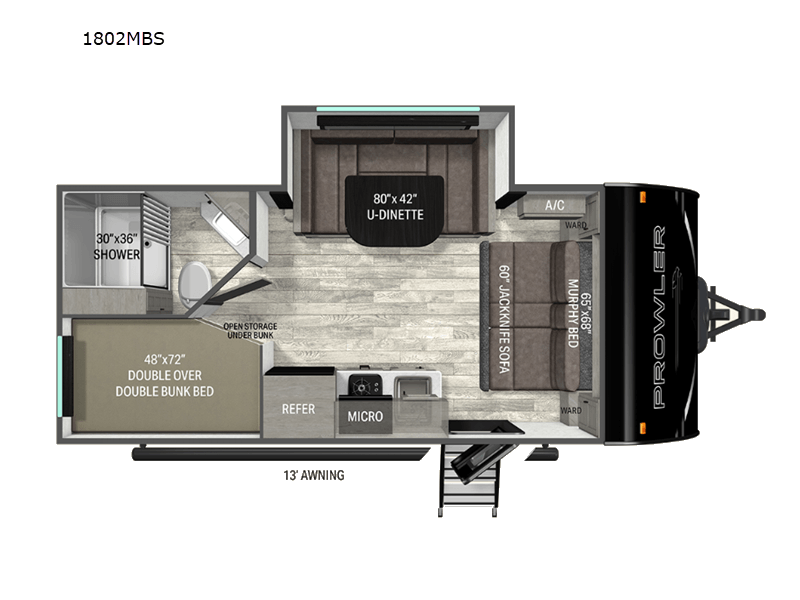 2026 HEARTLAND PROWLER 1802MBS Floorplan