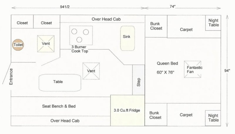 2026 WESTLAND RV MANUFACTURE LTD. TRAVELAIRE 8.0W Floorplan