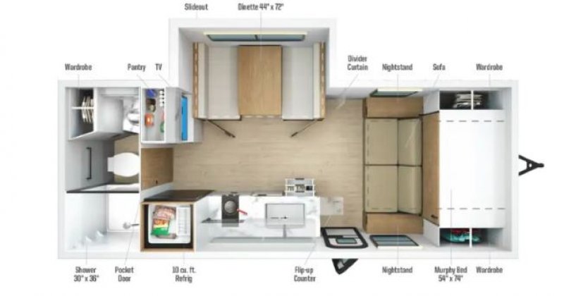 2027 WINNEBAGO MICRO MINNIE 2108DS Floorplan