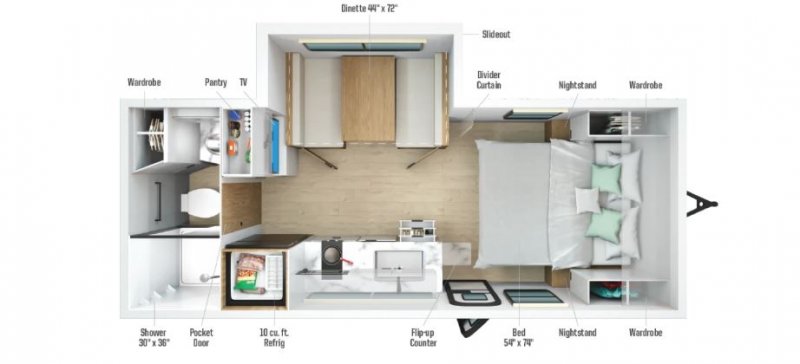 2026 WINNEBAGO MICRO MINNIE 2108FBS Floorplan