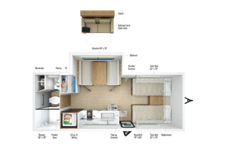 2027 WINNEBAGO MICRO MINNIE 2108TB Floorplan