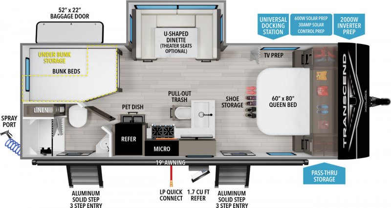 2026 GRAND DESIGN TRANSCEND 23BHX Floorplan