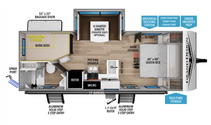 2027 GRAND DESIGN TRANSCEND 23BHX-SH Floorplan