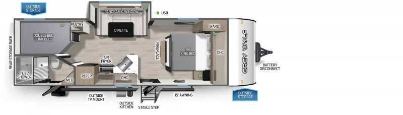 2026 FOREST RIVER GREY WOLF 23DBHBL Floorplan