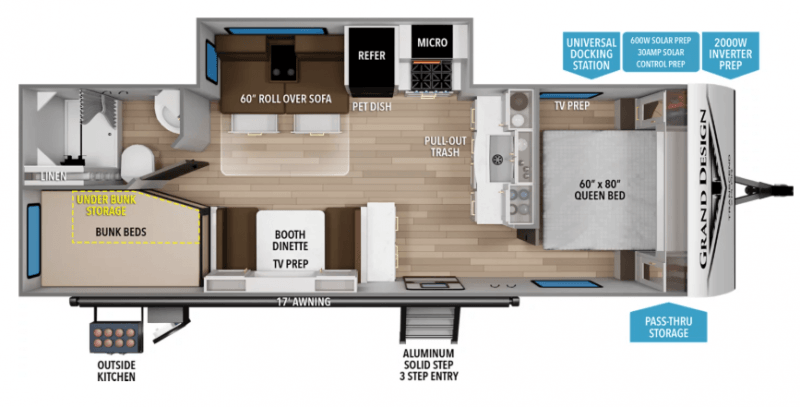 2027 GRAND DESIGN TRANSCEND 26BHX-SH Floorplan