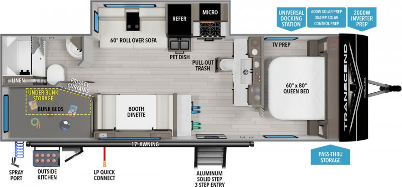 2027 GRAND DESIGN TRANSCEND 26BHX Floorplan
