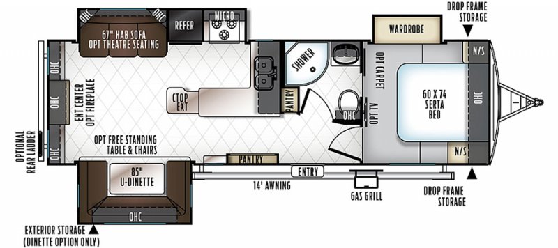 2015 FOREST RIVER ROCKWOOD 2703WS Floorplan