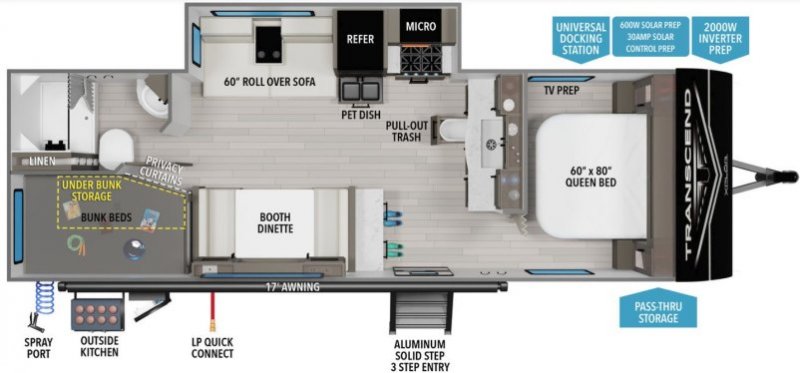2027 GRAND DESIGN TRANSCEND 26BHX Floorplan