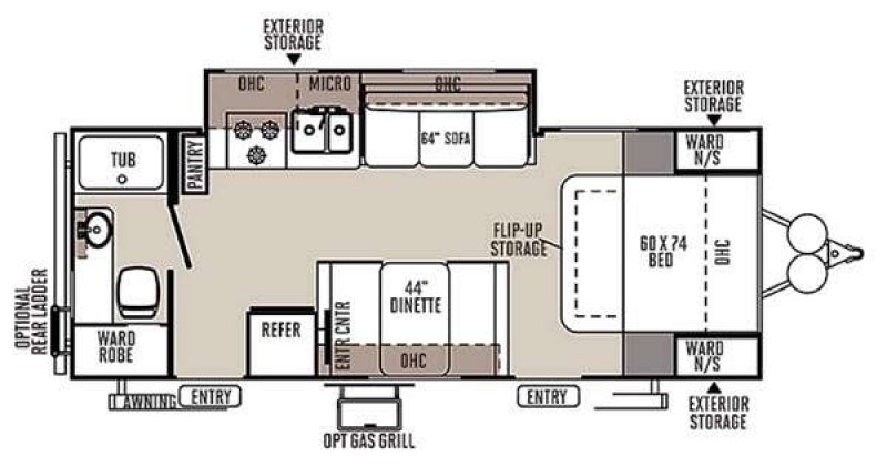 2018 FOREST RIVER ROCKWOOD 2502S Floorplan
