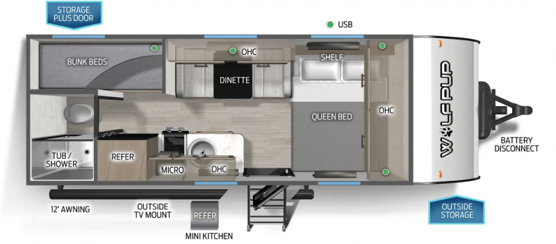 2026 FOREST RIVER WOLF PUP 16BHSBLW Floorplan