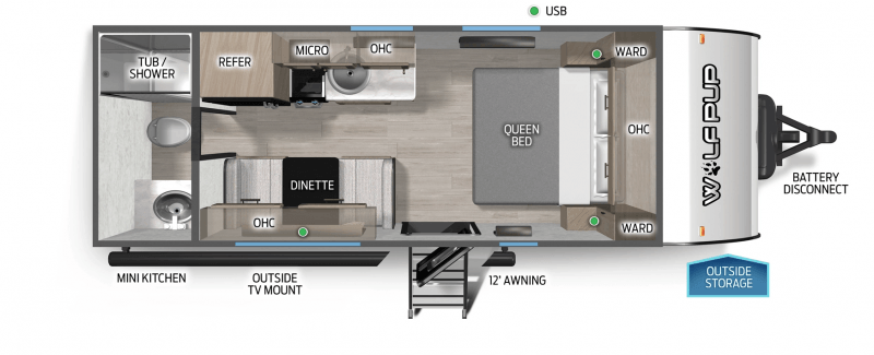 2026 FOREST RIVER WOLF PUP 16FQBLW Floorplan