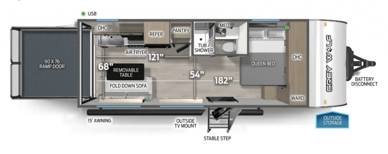 2026 FOREST RIVER GREY WOLF 18RRL Floorplan