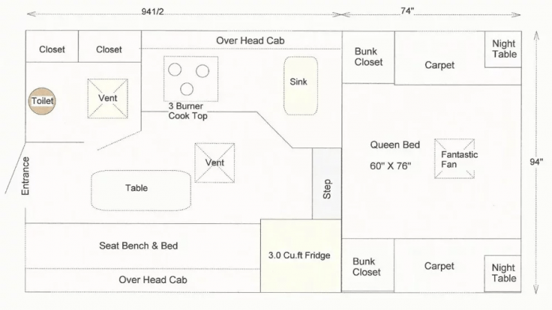 2027 WESTLAND RV MANUFACTURE LTD. TRAVELAIRE 8.0W Floorplan