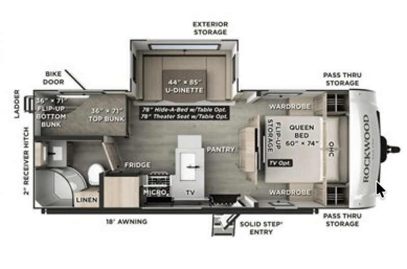 2026 FOREST RIVER ROCKWOOD MINI-LITE 2520BH Floorplan