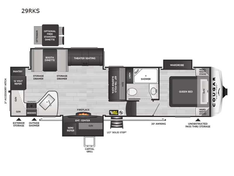2020 KEYSTONE COUGAR 29RKS Floorplan