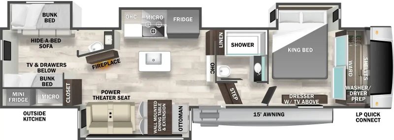 2025 FOREST RIVER CEDAR CREEK 33BH Floorplan