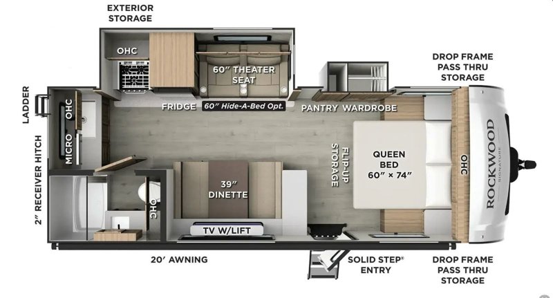 2026 FOREST RIVER ROCKWOOD MINI-LITE 2522FB Floorplan