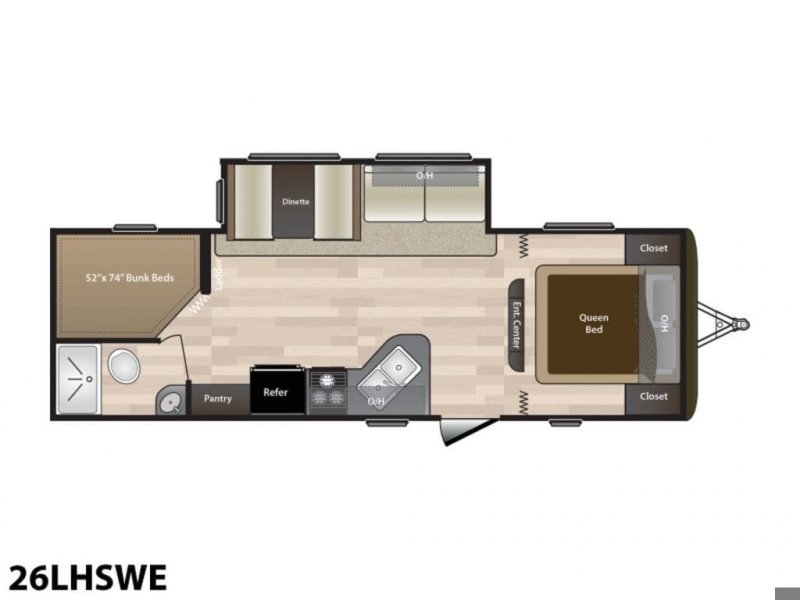 2019 KEYSTONE RV Hideout 26LHS - Double bunks Floorplan