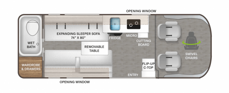 2024 THOR MOTOR COACH DAZZLE 20L Twin Beds Floorplan