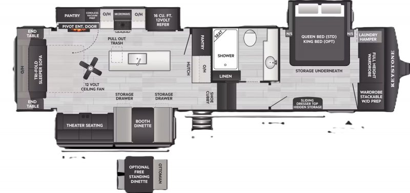 2027 KEYSTONE RV Cougar Premium 316RLS Floorplan