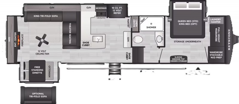 2027 KEYSTONE RV Cougar Premium 320RDS Floorplan