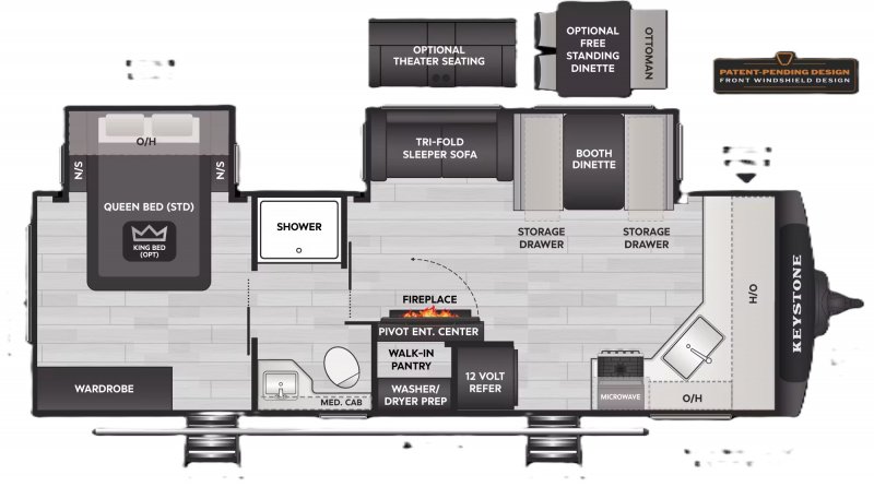 2027 KEYSTONE RV Cougar Western Elevation 25FK Floorplan